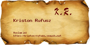Kriston Rufusz névjegykártya
